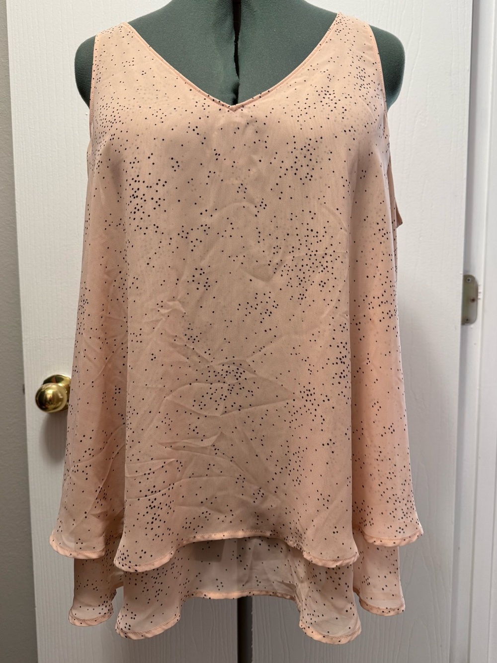 Lane Bryant Blush Layered Tank Top, V-Neck, Flowy , Dotted Print, Plus Size 20